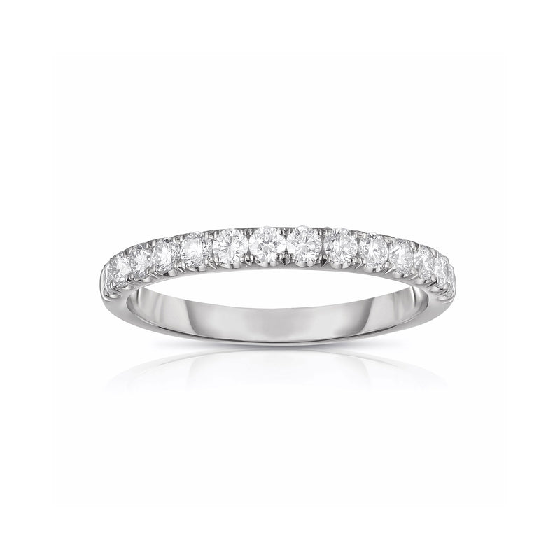 Shared Prong Halfway Diamond Band, .48 Carat, 14K White Gold
