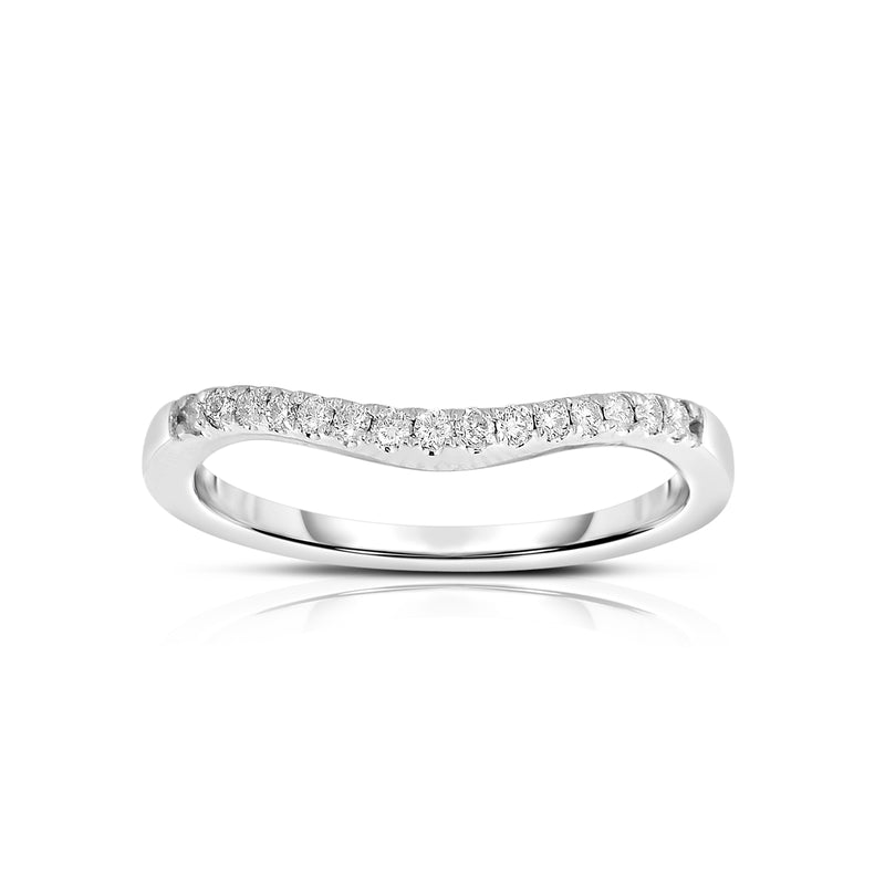 Curved Halfway Diamond Band, .15 Carat, 14K White Gold