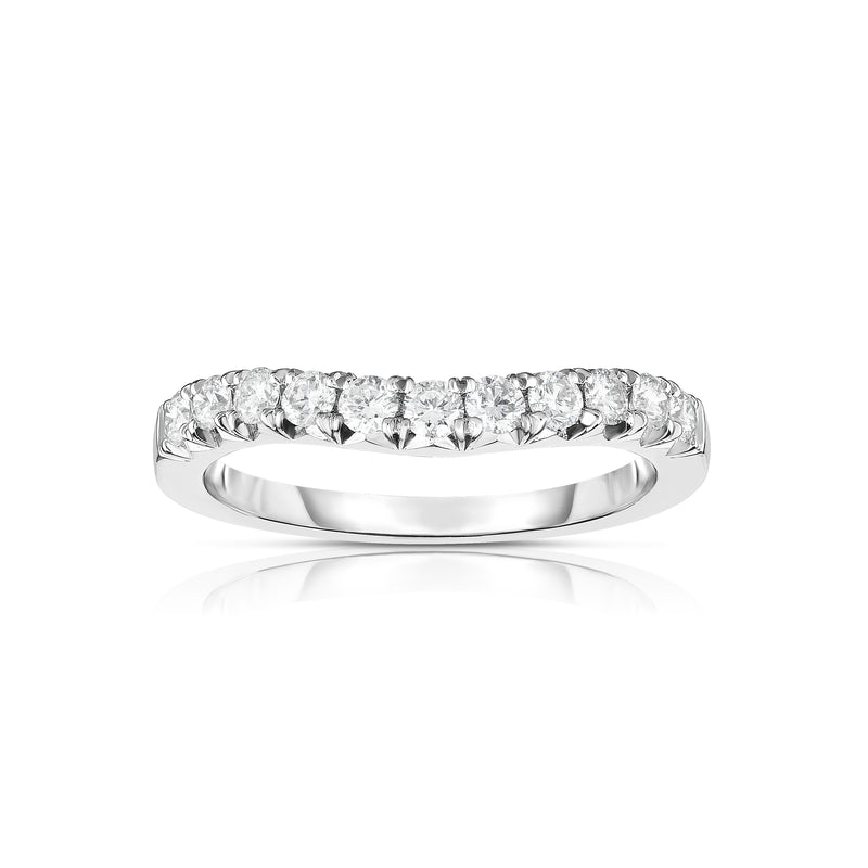 Curved Halfway Diamond Band, .48 Carat, 14K White Gold