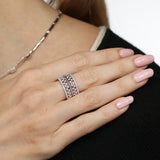 Open Floating Diamond Design Band, 14K White Gold