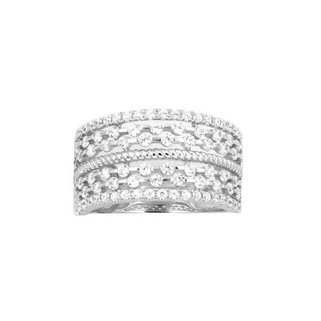 Open Floating Diamond Design Band, 14K White Gold