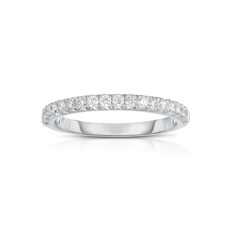 Shared Prong Halfway Diamond Band, .32 Carat, 14K White Gold