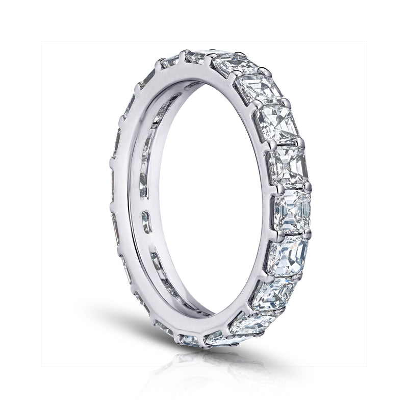 Ascher Cut Diamond Eternity Band, 4 Carats, Platinum