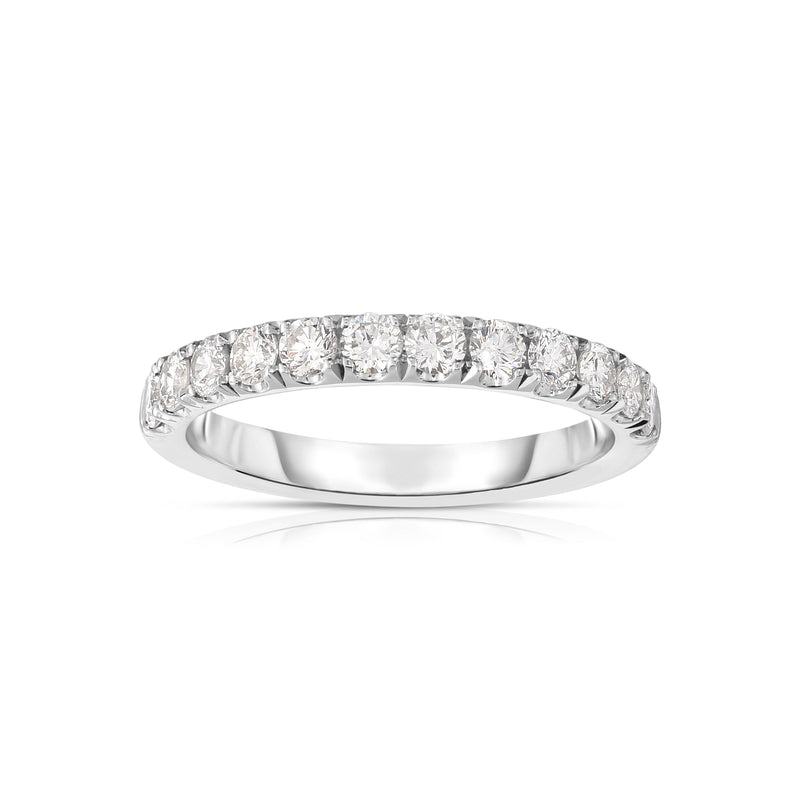 Four Prong Halfway Diamond Band, .67 Carat, 14K White Gold