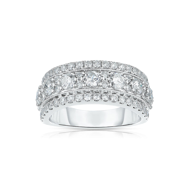 Wide Halfway Around Diamond Band, 1.68 Carats, 14K White Gold
