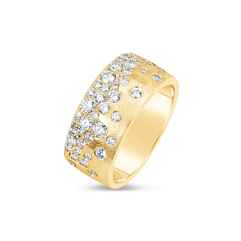 Flush Set Diamond "Cigar" Band, 14K Yellow Gold