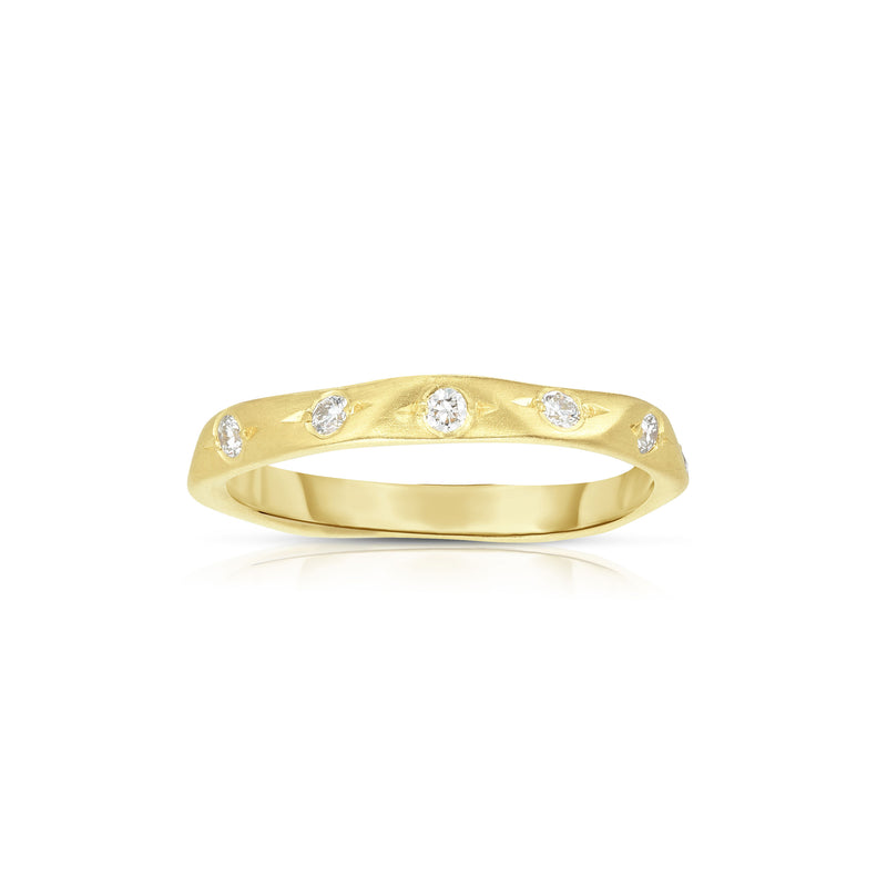 Handwrought Diamond Band, 14K Yellow Gold