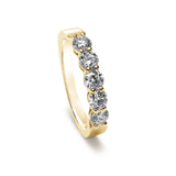 Five Stone Shared Prong Diamond Band, .75 Carat Total, 14K Yellow Gold