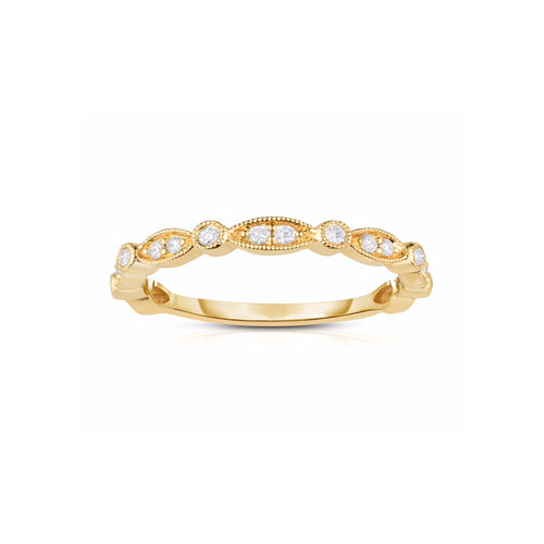 Thin Multishape Diamond Design Band, 14K Yellow Gold
