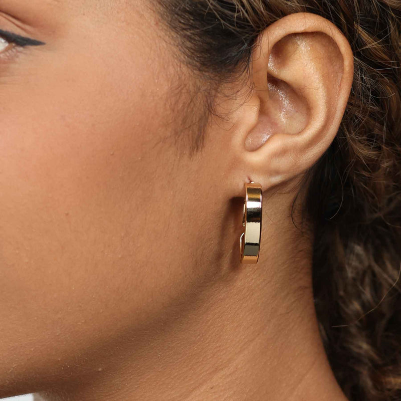 Oval Hoop Earrings, Yellow Gold Plated