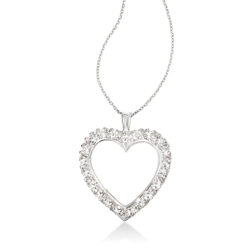Pre-Owned Diamond Heart Pendant, .75 Carat, 14K White Gold