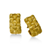 Pre-Owned Basketweave Half-Hoop Earrings, 18K Yellow Gold