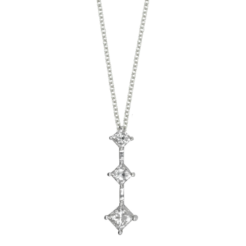 Pre-Owned Graduating Diamond Drop Pendant, 18K White Gold