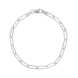 Elongated Link Chain Flexible Bracelet, 14K White Gold