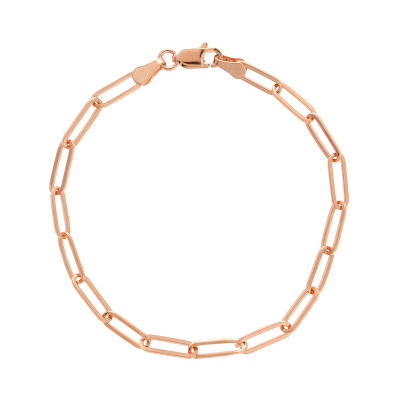 Elongated Link Chain Flexible Bracelet, 14K Rose Gold