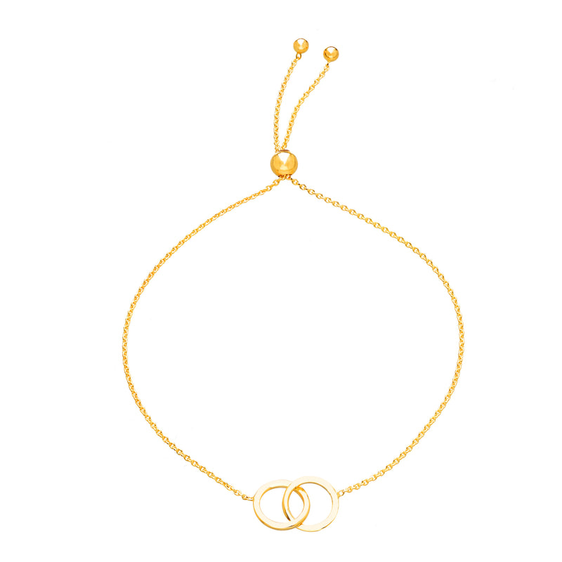 Interlocking Circles Bolo Bracelet, 14K Yellow Gold