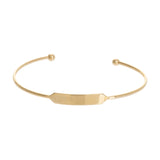 Engravable ID Tag Cuff Bracelet, 14K Yellow Gold