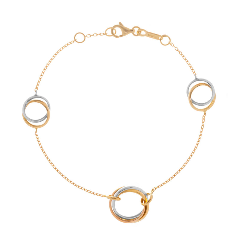 Interlocking Circles Chain Bracelet, 18 Karat Gold