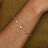 Tri-Color Textured Pebble Bracelet, 14 Karat Gold
