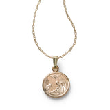 Small Guardian Angel Pendant Necklace, 14 Karat Yellow Gold