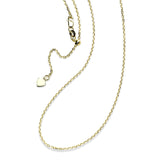 Adjustable 24-Inch Cable Chain with Heart Dangle, 14K Yellow Gold