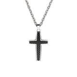 Black Textured Cross Pendant, Stainless Steel