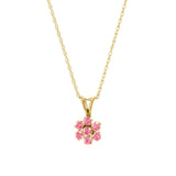 Child's Pink CZ Flower Pendant, 14K Yellow Gold