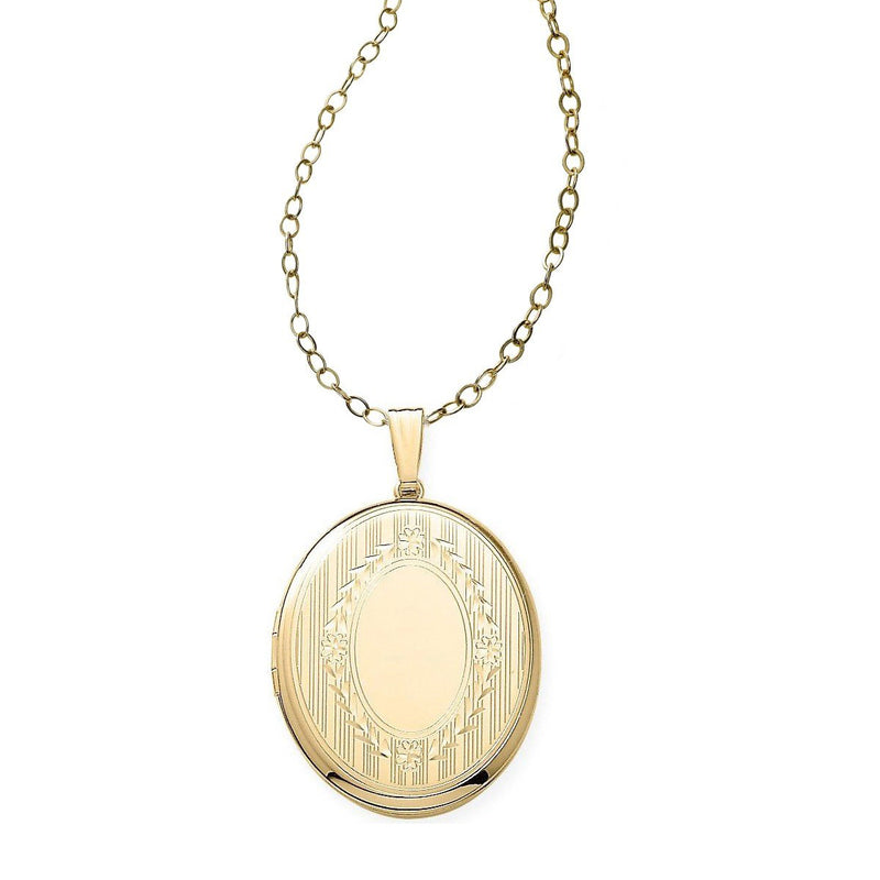 Engravable Oval Locket, 14K Yellow Gold