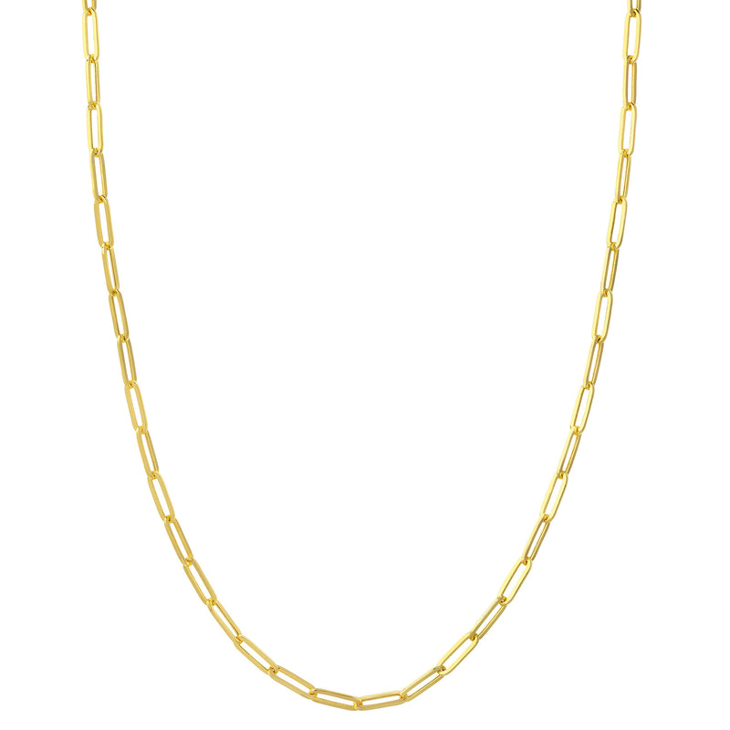 Paperclip Chain, Hollow, 18 Inches, 14K Yellow Gold