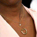 Open Heart Charm Necklace, 14K Yellow Gold