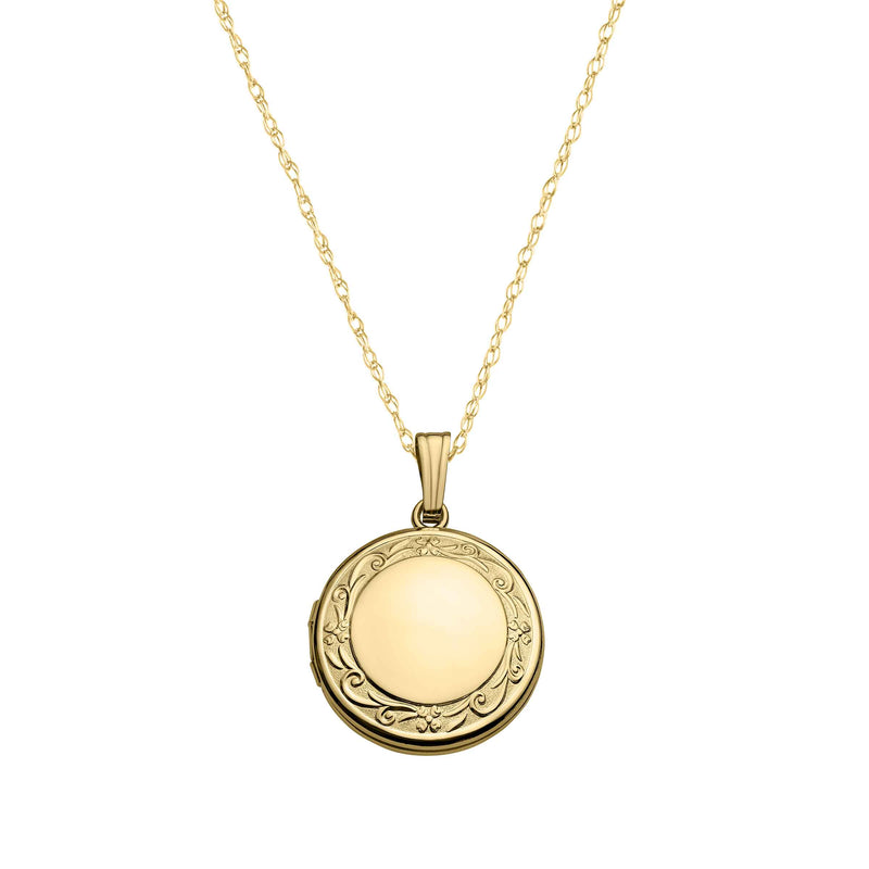 Embossed Round Locket, 14K Yellow Gold Filled