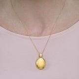 Hand Engraved Oval Locket, 14K Yellow Gold