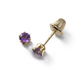 Baby's 3MM Amethyst Birthstone Stud, 14K