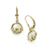Claddagh Earring, 14 Karat Yellow Gold, Leverback, .50 Inch