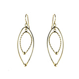 Marquise Shaped Dangle Earrings, 14K Yellow Gold