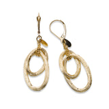 Florentine Finish Oval Dangle Earrings, 14K Yellow Gold