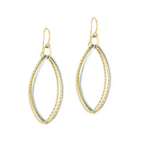 Open Marquise Shaped Dangle Earrings, 14 Karat Gold