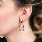 Two Tone Multi Loop Dangle Earrings, 14 Karat Gold