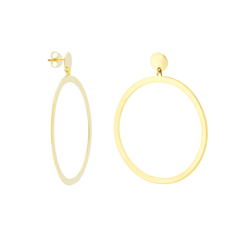 Hoop Dangle Earrings, 14K Yellow Gold