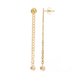 Dangling Ball Gold Chain Earrings, 14K Yellow Gold
