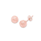 Diamond Cut Ball Earrings, 7 MM, 14K Rose Gold