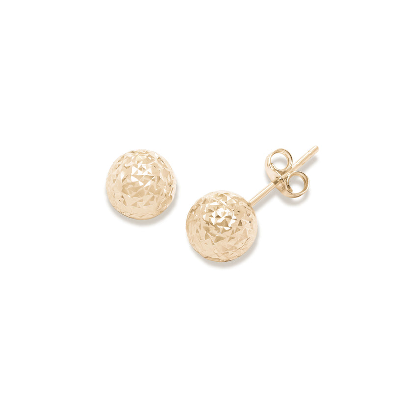 Diamond Cut Ball Earrings, 7 MM, 14K Yellow Gold