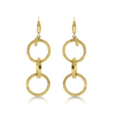 Matte and Shiny Interlocking Circles Earrings, 14K Yellow Gold