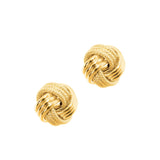Large Polished and Textured Knot Earrings, 14K Yellow Gold