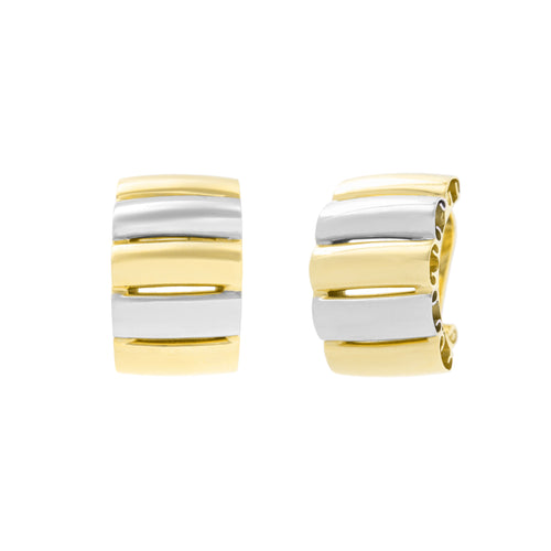Alternating Color Button Earrings, 18 Karat Gold