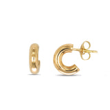 Shiny Macaroni Style Hoop Earrings, 18K Yellow Gold
