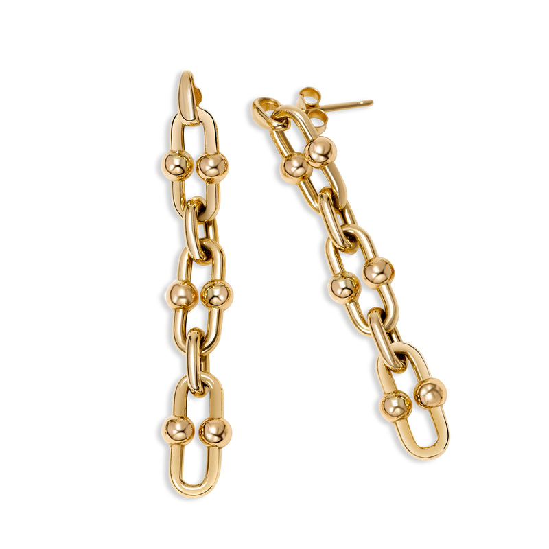 Oval Links Dangle Earrings, 14K Yellow Gold