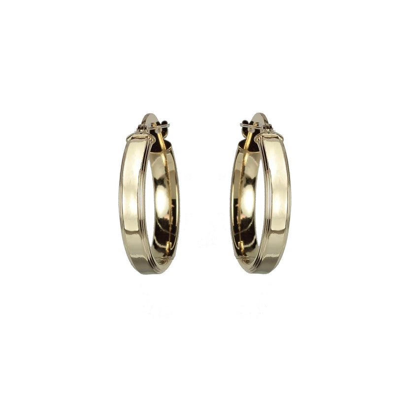 Shiny Medium Hoop Earrings, .75 Inch, 14K Yellow Gold
