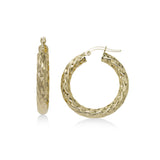 Diamond Cut Hoop Earrings, 1 Inch, 14K Yellow Gold