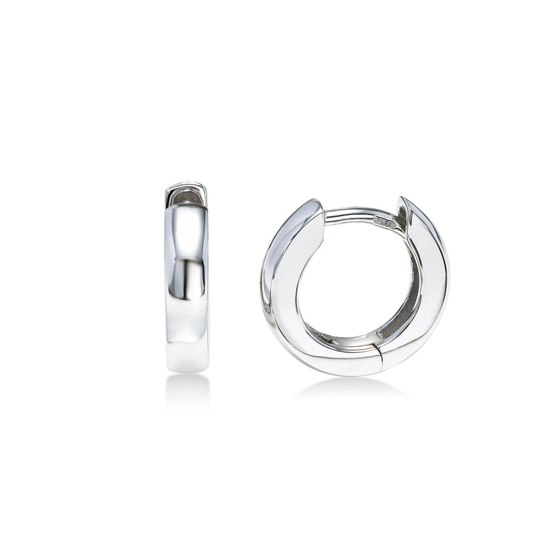 High Polish Petite Huggie Hoop Earrings,  14K White Gold